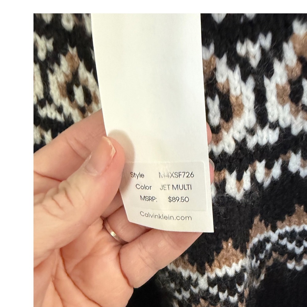 NEW Calvin‎ Klein Faire Isle Raglan Sweater Womens L Holiday Cozy Warm Grandma - Picture 5 of 10